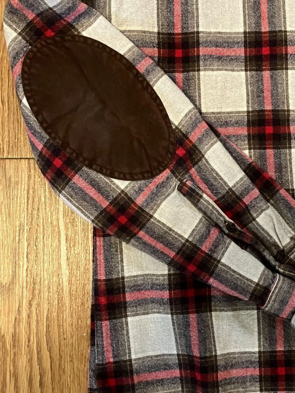 J Crew Heavy Twill Plaid Flannel Shirt Mens M Elbow Patches Cotton Button Down